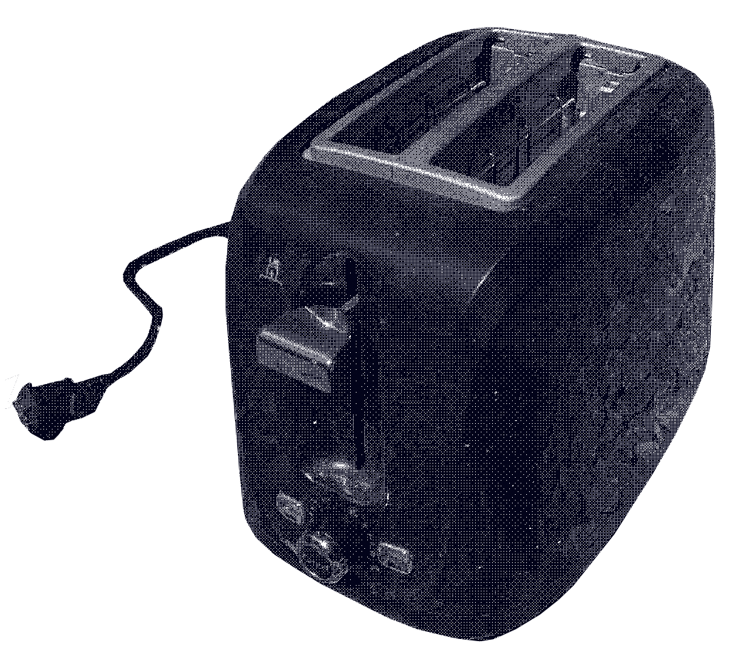 dark blue bitmaped image of an unplugged toaster